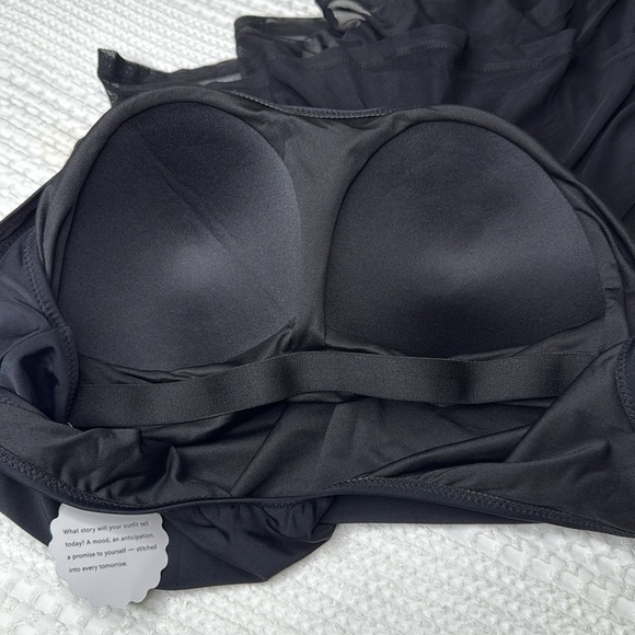 NWT One Piece Tummy Control Modest Swim Dress Rushed Bathing Suit Mesh Skirt - Picture 7 of 7